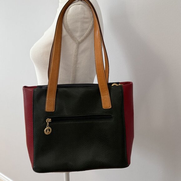 LA Tour Eiffel 1887 Red Green and Blue Pebbled Leather Handbag - Picture 14 of 14